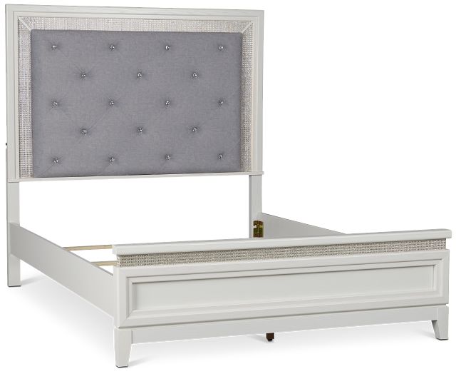 Alessandria White Uph Panel Bed With Lights