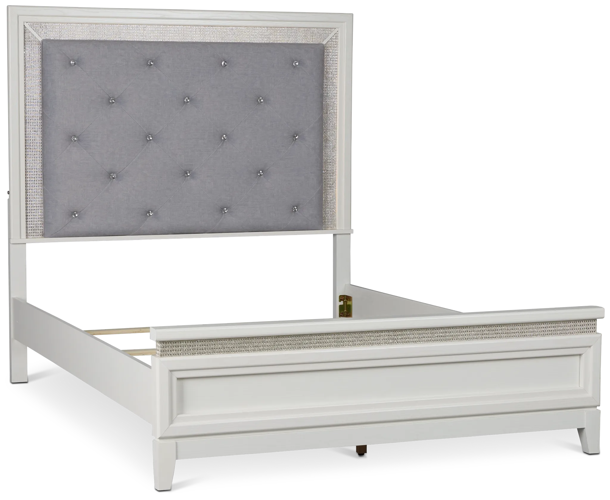 Alessandria White Uph Panel Bed With Lights