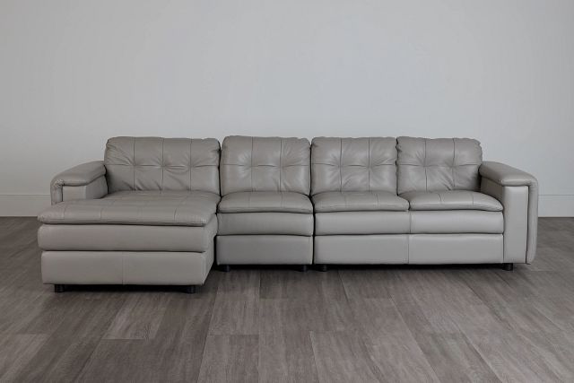 Rowan Gray Leather Small Left Chaise Sectional