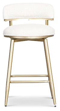 Lex Ivory Fabric Adjustable Upholstered Swivel Barstool