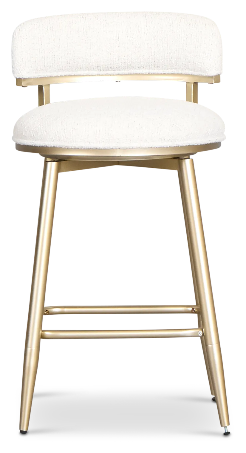Lex Ivory Fabric Adjustable Upholstered Swivel Barstool