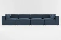 Destin Elite Dark Blue Fabric 8-piece Pit Sectional