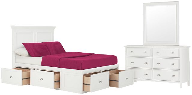 Spencer White 6-drawer Platform Storage Bedroom