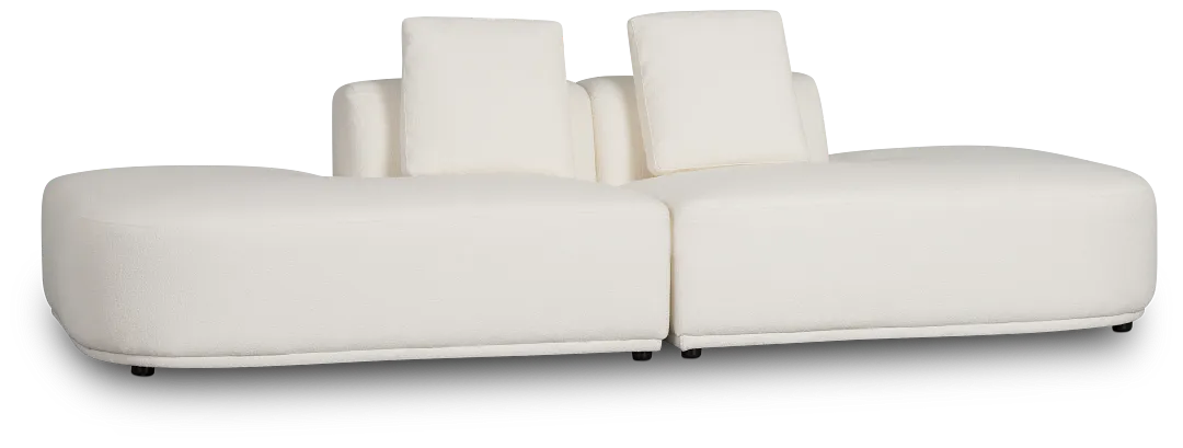 Catalina White Fabric 2-piece Modular Sofa