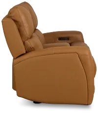 Summit Light Brown Lthr/vinyl Power Reclining Console Loveseat W/ Power Headrest