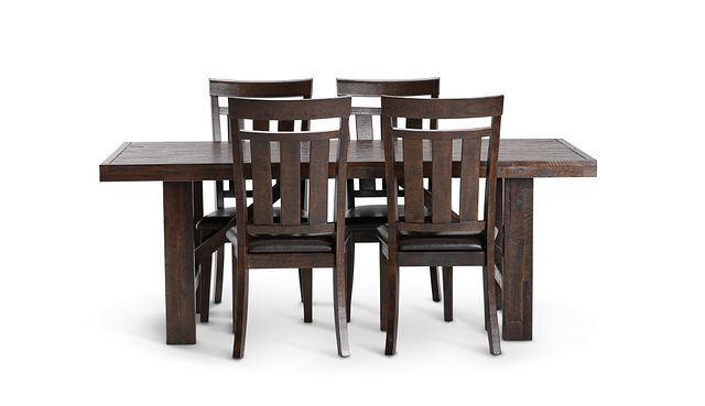 Kona Grove Dark Tone Rect Table & 4 Wood Chairs