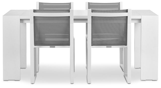 Linear White 70" Aluminum Table & 4 Sling Side Chairs