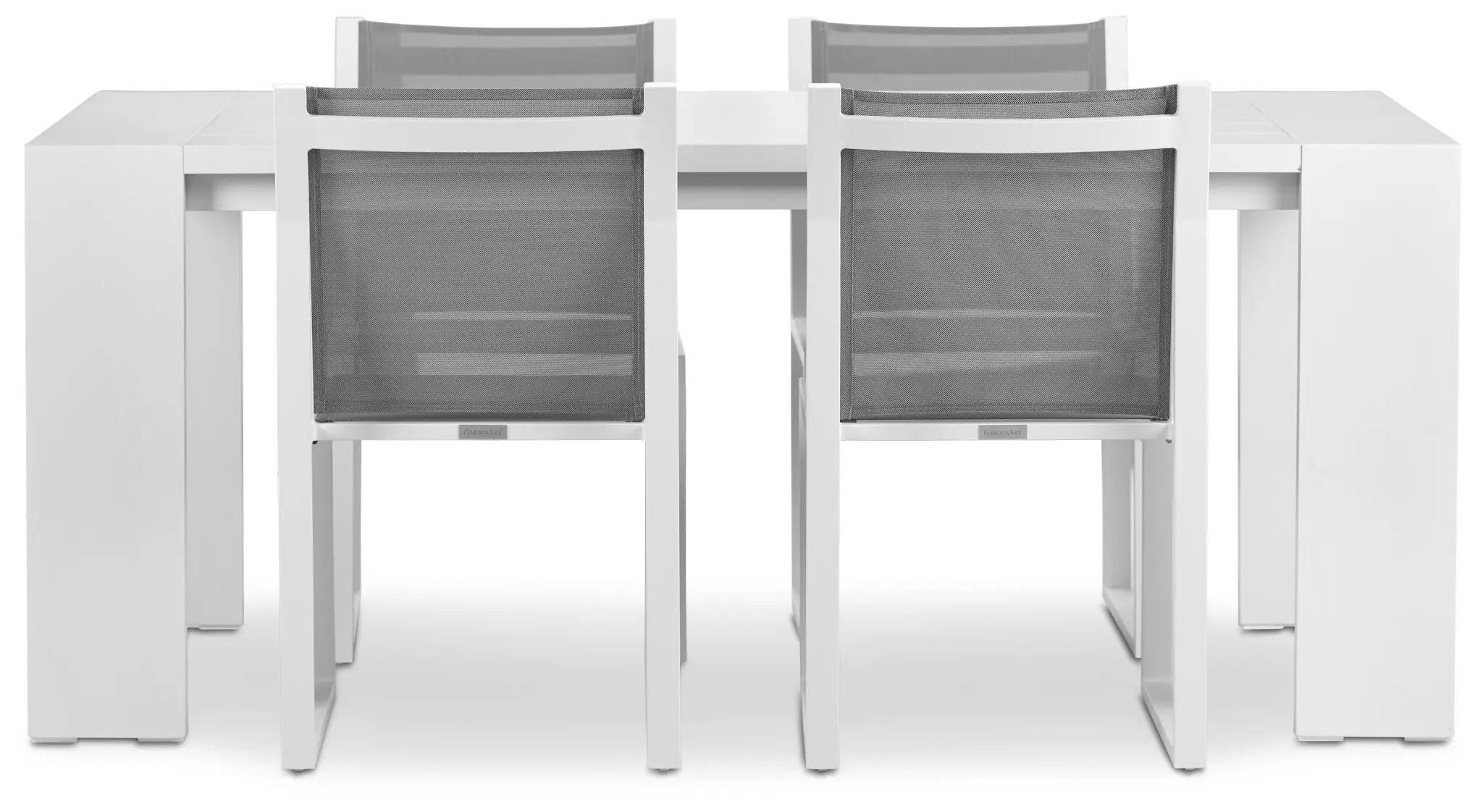 Linear White 70" Aluminum Table & 4 Sling Side Chairs Linear White 70" Aluminum Table & 4 Sling Side Chairs