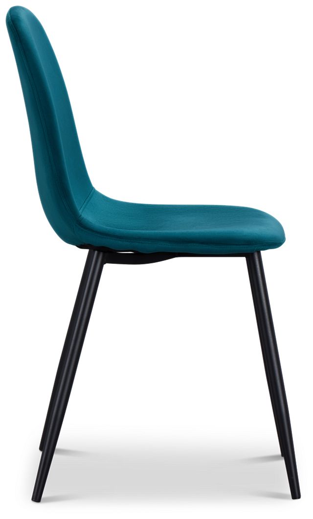 Havana Teal Velvet Upholstered Side Chair W/ Black Legs