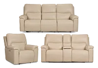 Fallon Beige Lthr/vinyl Power Reclining Living Room