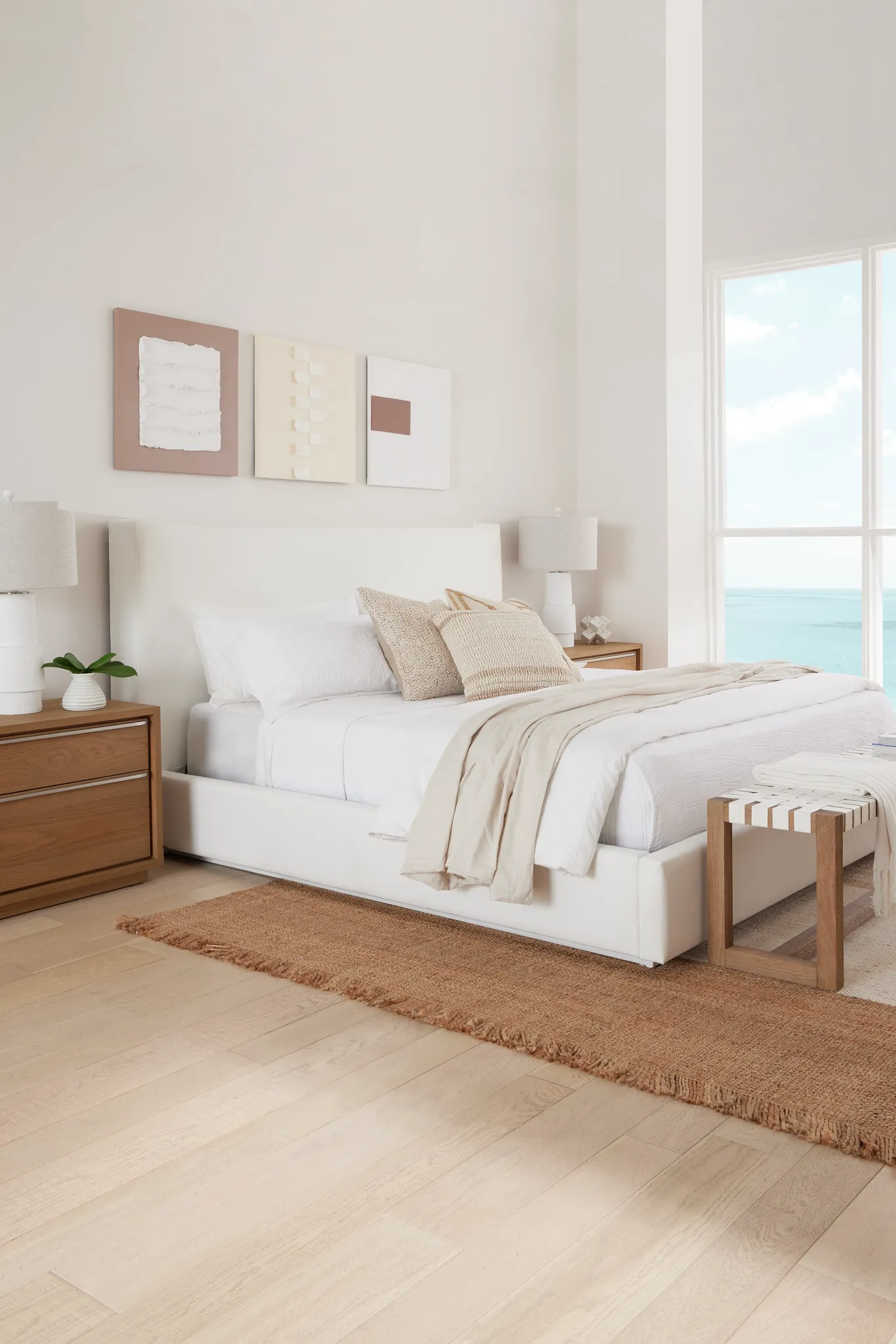 Haven White Uph Platform Bed