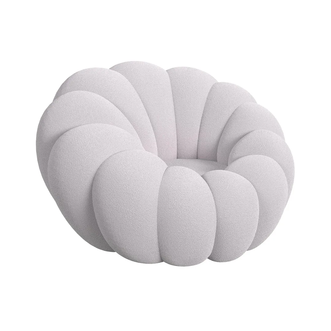 Kenzo Light Gray Fabric Chair & Ottoman