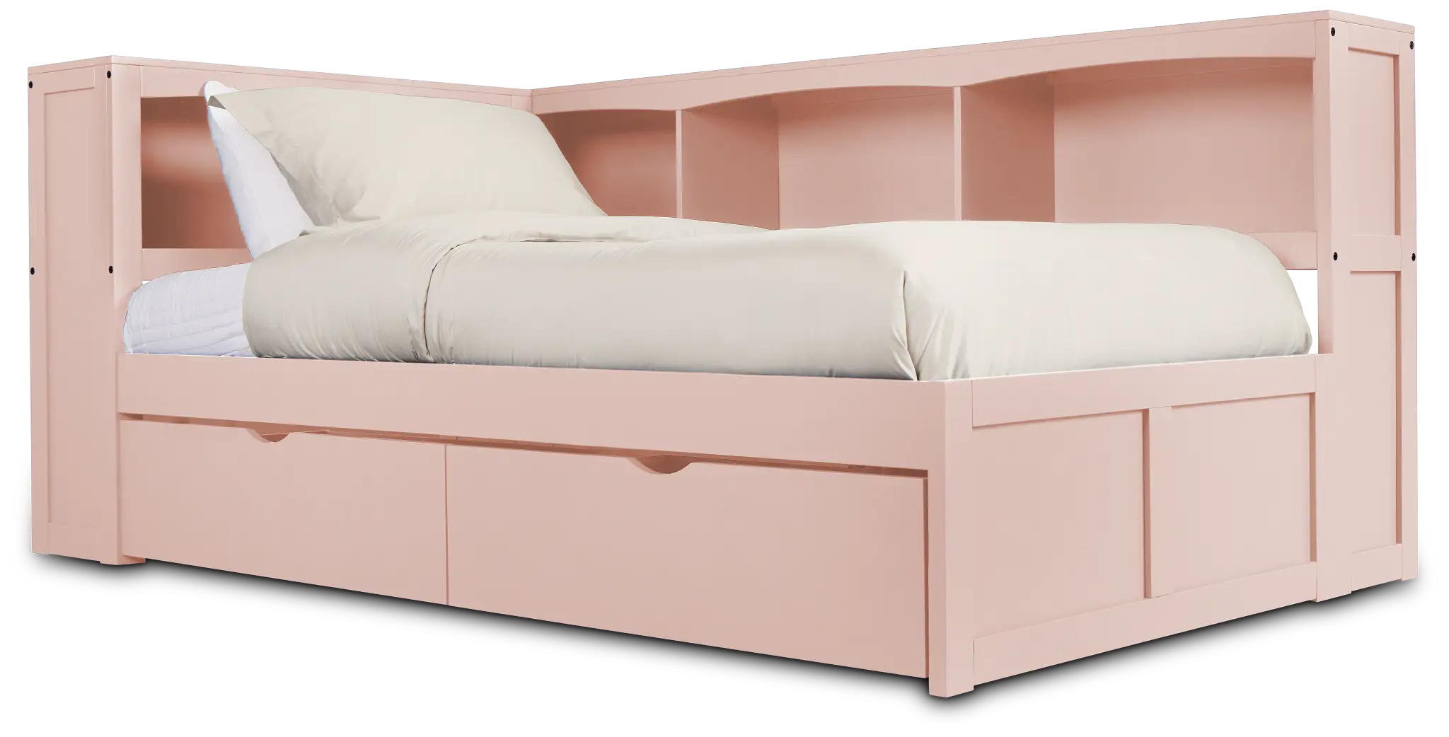 Charleston Pink Corner Bookcase Bed With Trundle Charleston Pink Corner Bookcase Bed With Trundle