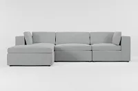 Destin Suave Gray Fabric 4-piece Bumper Sectional