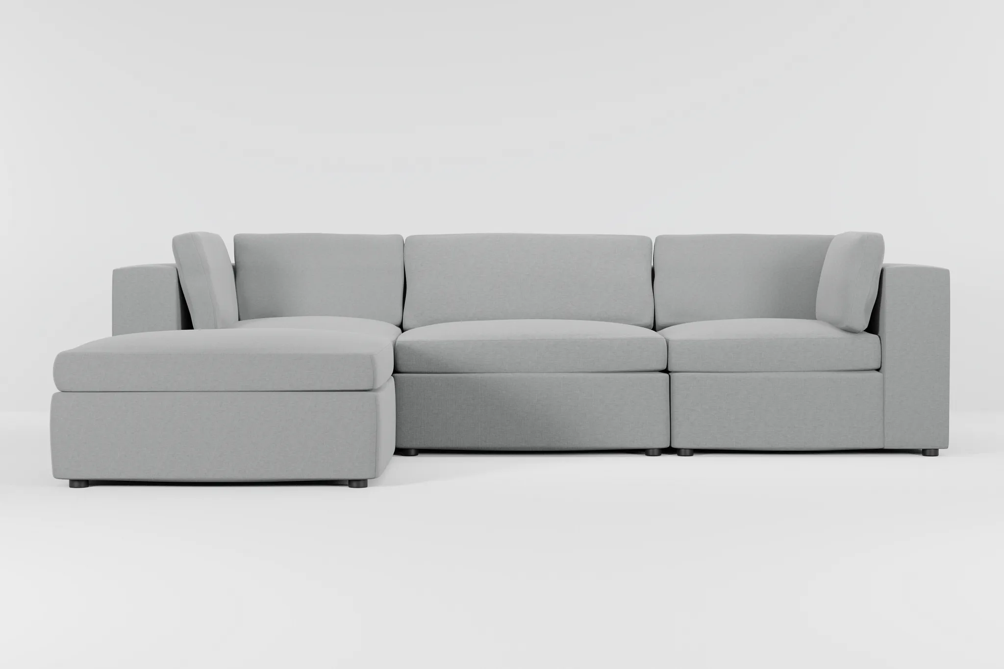 Destin Suave Gray Fabric 4-piece Bumper Sectional