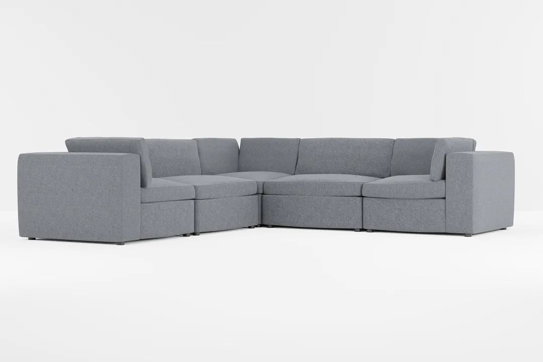 Destin Elevation Gray Fabric 5-piece Modular Sectional