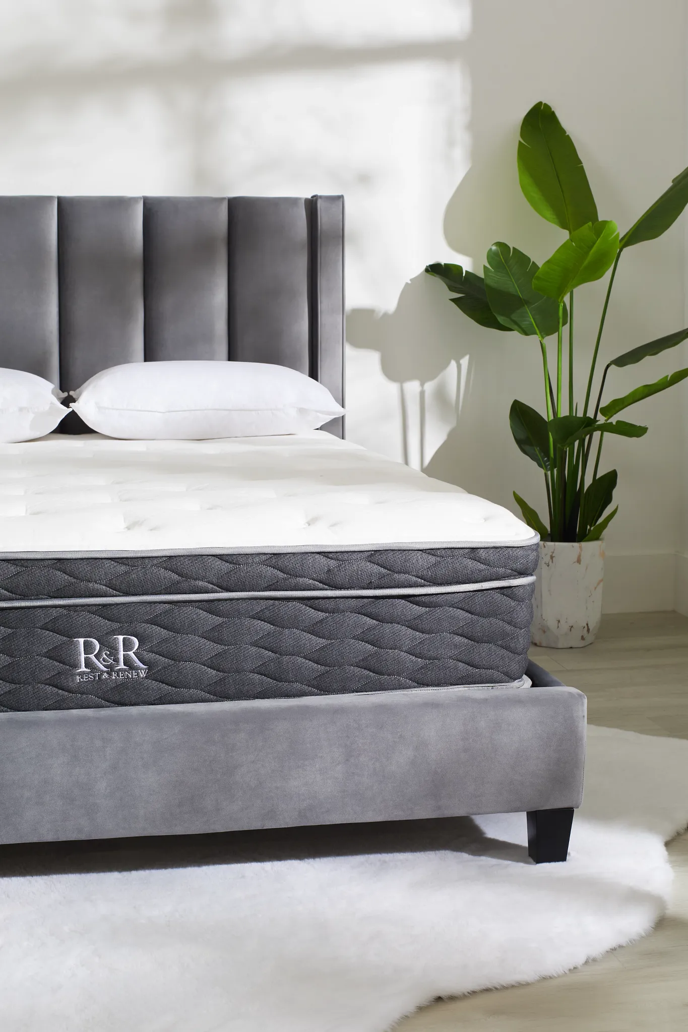 Audrey Dark Gray Velvet Platform Bed