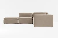 Destin Joya Beige Velvet 5pc Bumper Sectional