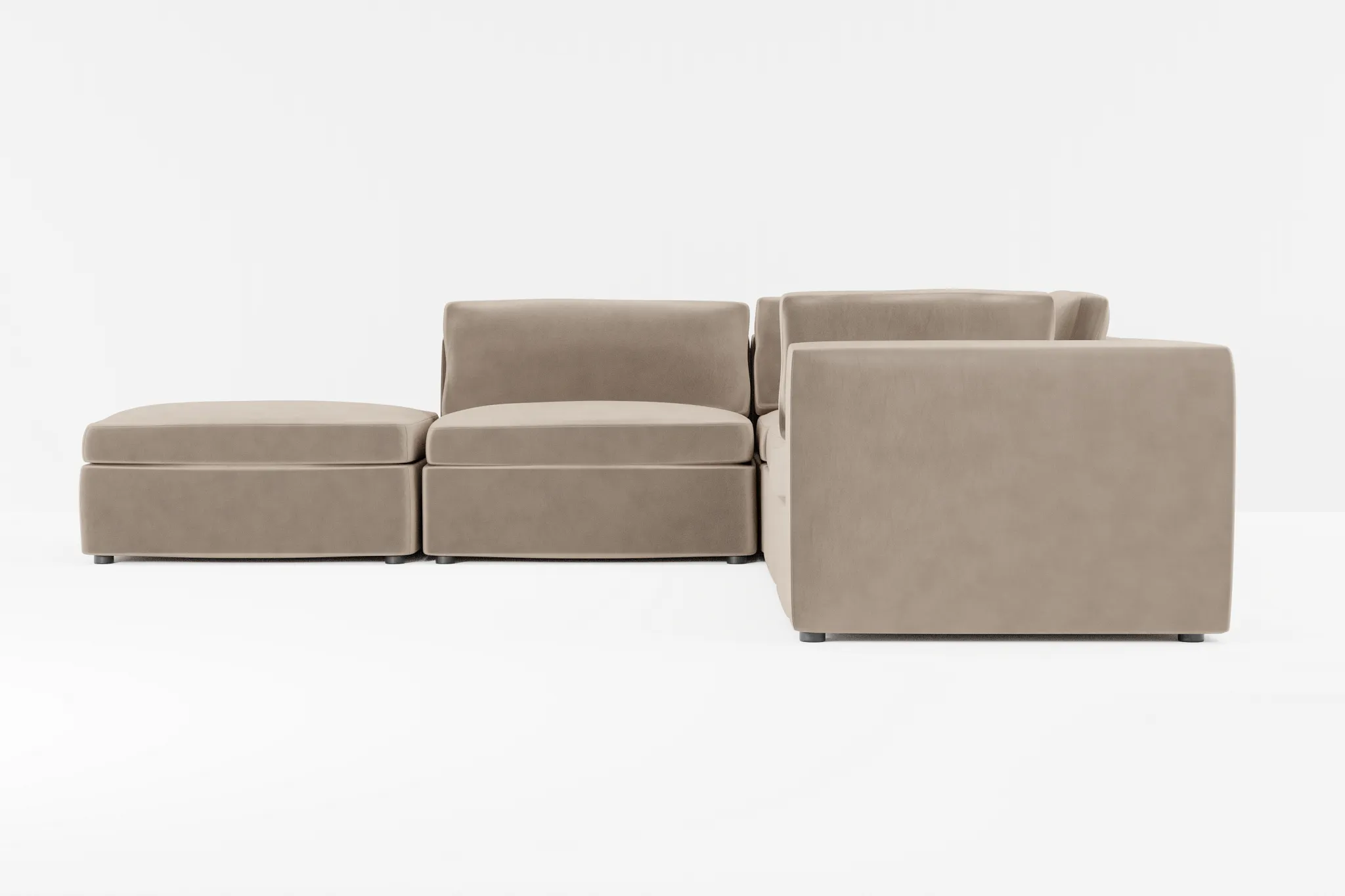 Destin Joya Beige Velvet 5pc Bumper Sectional