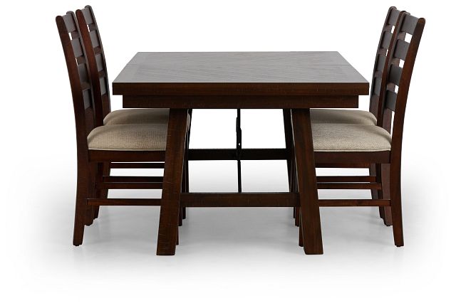 Jax Dark Tone Rect Table & 4 Wood Chairs