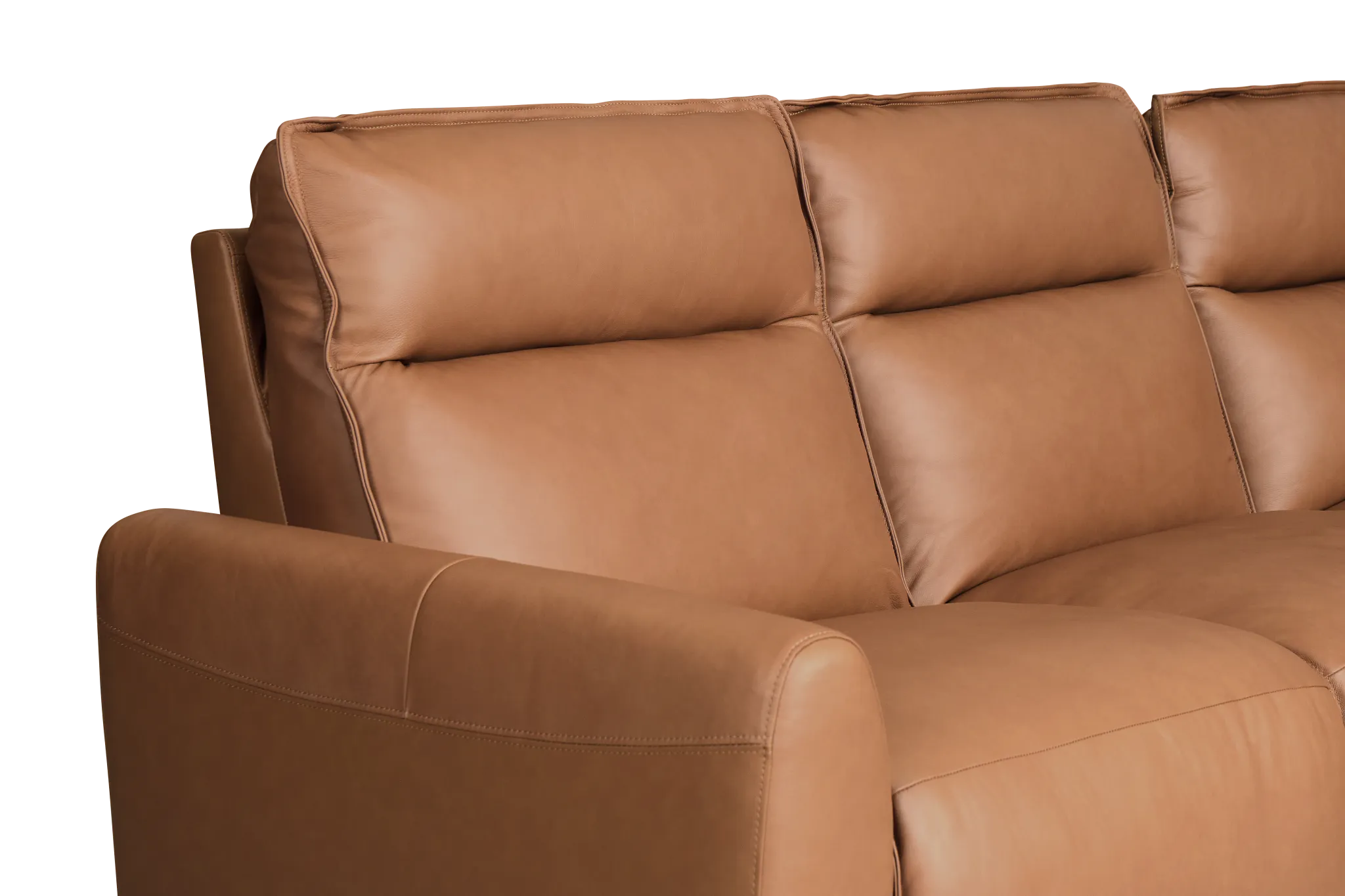 Edison Medium Brown Leather/vinyl Small Triple Power Reclining 2-arm Sectional