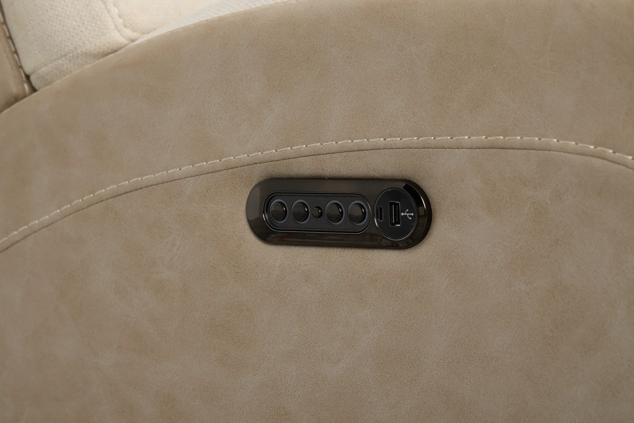 Travis Light Beige Fabric Small Two-arm Power Reclining Sectional