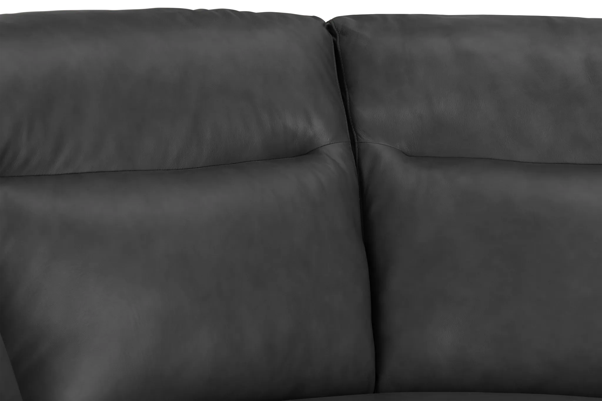 Elba Dark Gray Leather Small Dual Power Reclining Two-arm Sectional