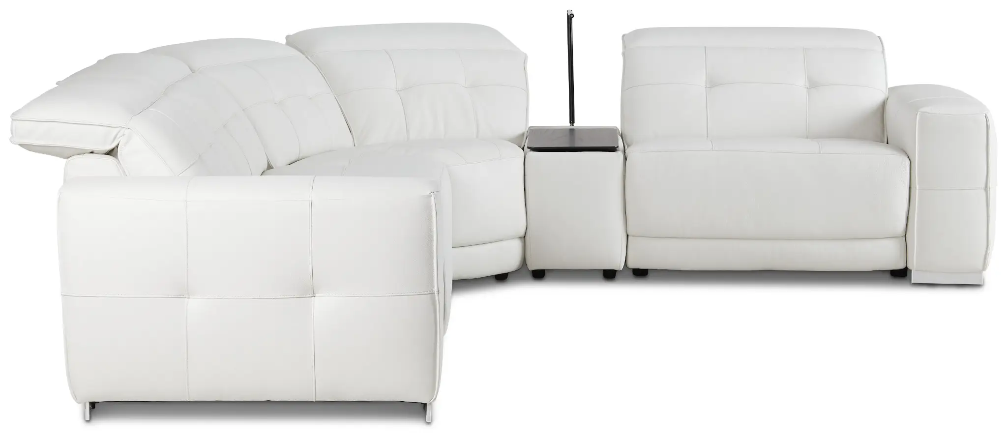 Reva White Leather Small Triple Power Reclining Two-arm Sectional Reva White Leather Small Triple Power Reclining Two-arm Sectional