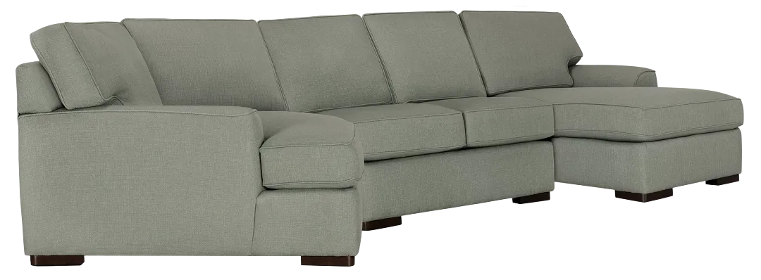 Austin Green Fabric Right Chaise Cuddler Sectional