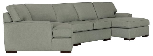 Austin Green Fabric Right Facing Chaise Cuddler Sectional