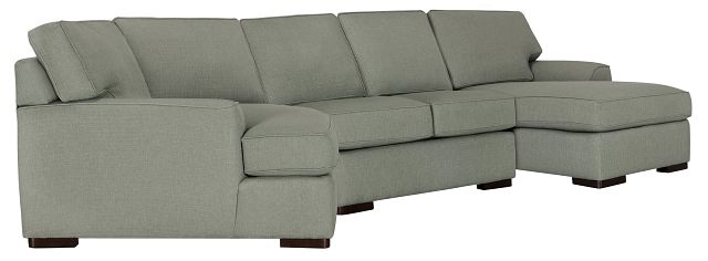 Austin Green Fabric Right Chaise Cuddler Sectional