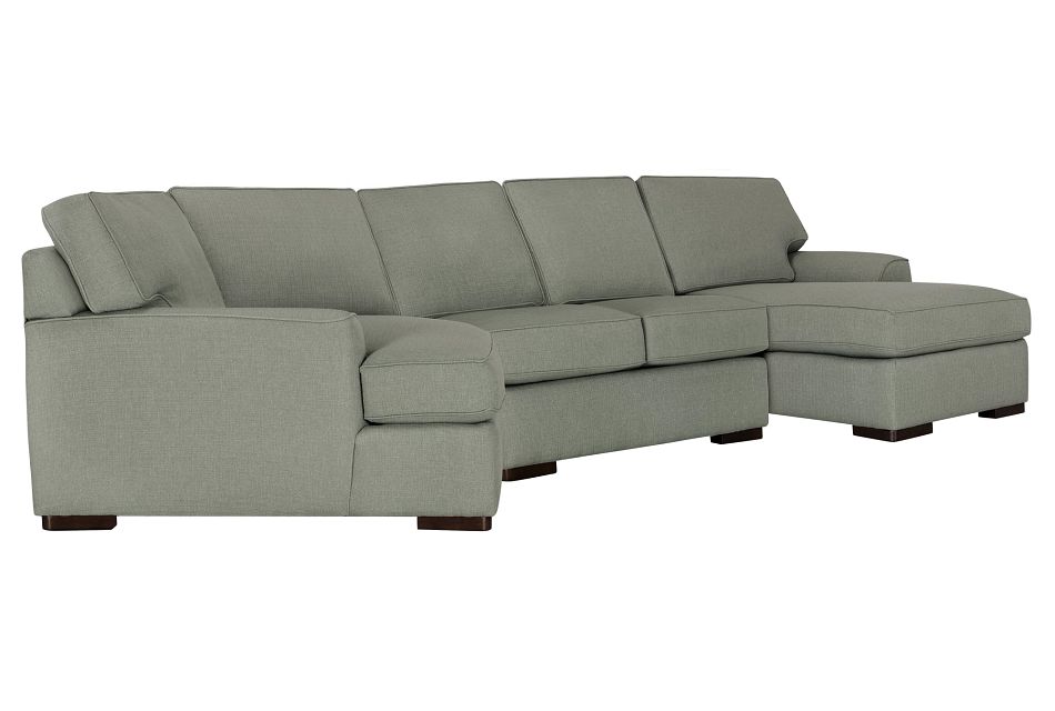 Austin Green Fabric Right Facing Chaise Cuddler Sectional