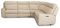 Benji Light Beige Lthr/vinyl Small Two-arm Power Reclining Sectional