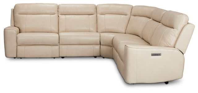 Benji Light Beige Lthr/vinyl Small Two-arm Power Reclining Sectional