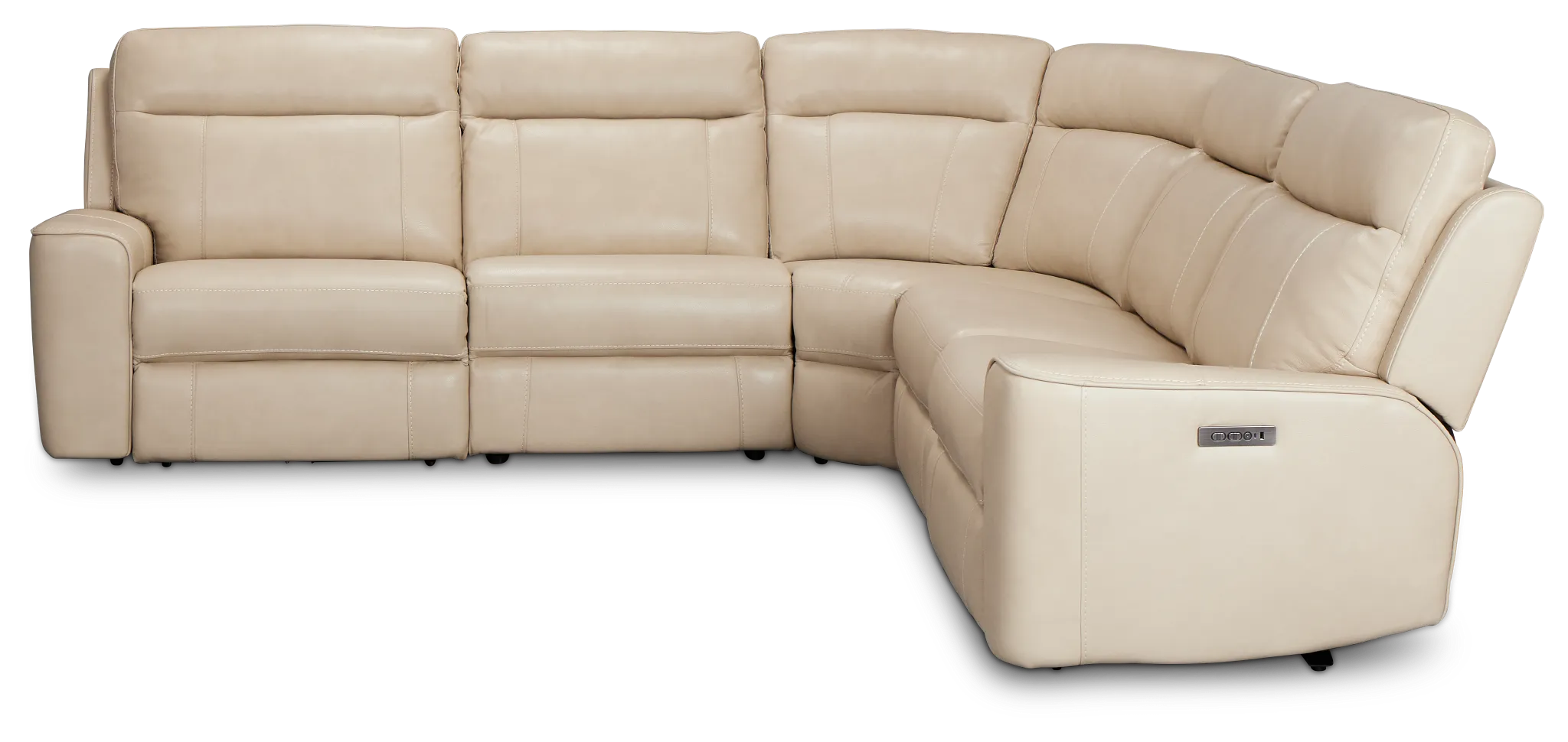 Benji Light Beige Lthr/vinyl Small Two-arm Power Reclining Sectional