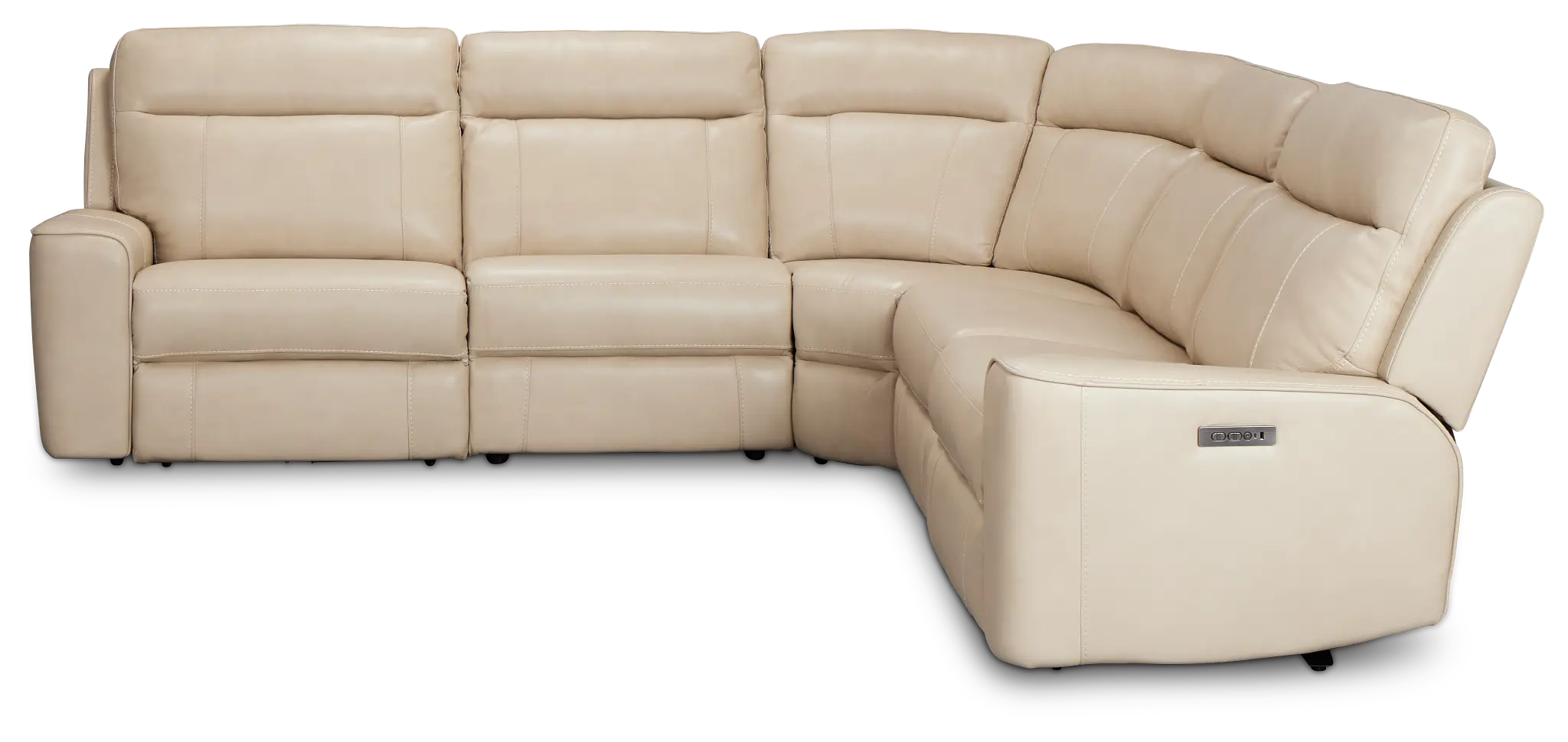 Benji Light Beige Lthr/vinyl Small Two-arm Power Reclining Sectional Benji Light Beige Lthr/vinyl Small Two-arm Power Reclining Sectional