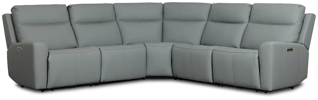 Flexsteel Sterling Blue Lthr/vinyl Small Dual Power Reclining Two-arm Sectional Flexsteel Sterling Blue Lthr/vinyl Small Dual Power Reclining Two-arm Sectional