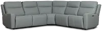 Flexsteel Sterling Blue Lthr/vinyl Small Dual Power Reclining Two-arm Sectional