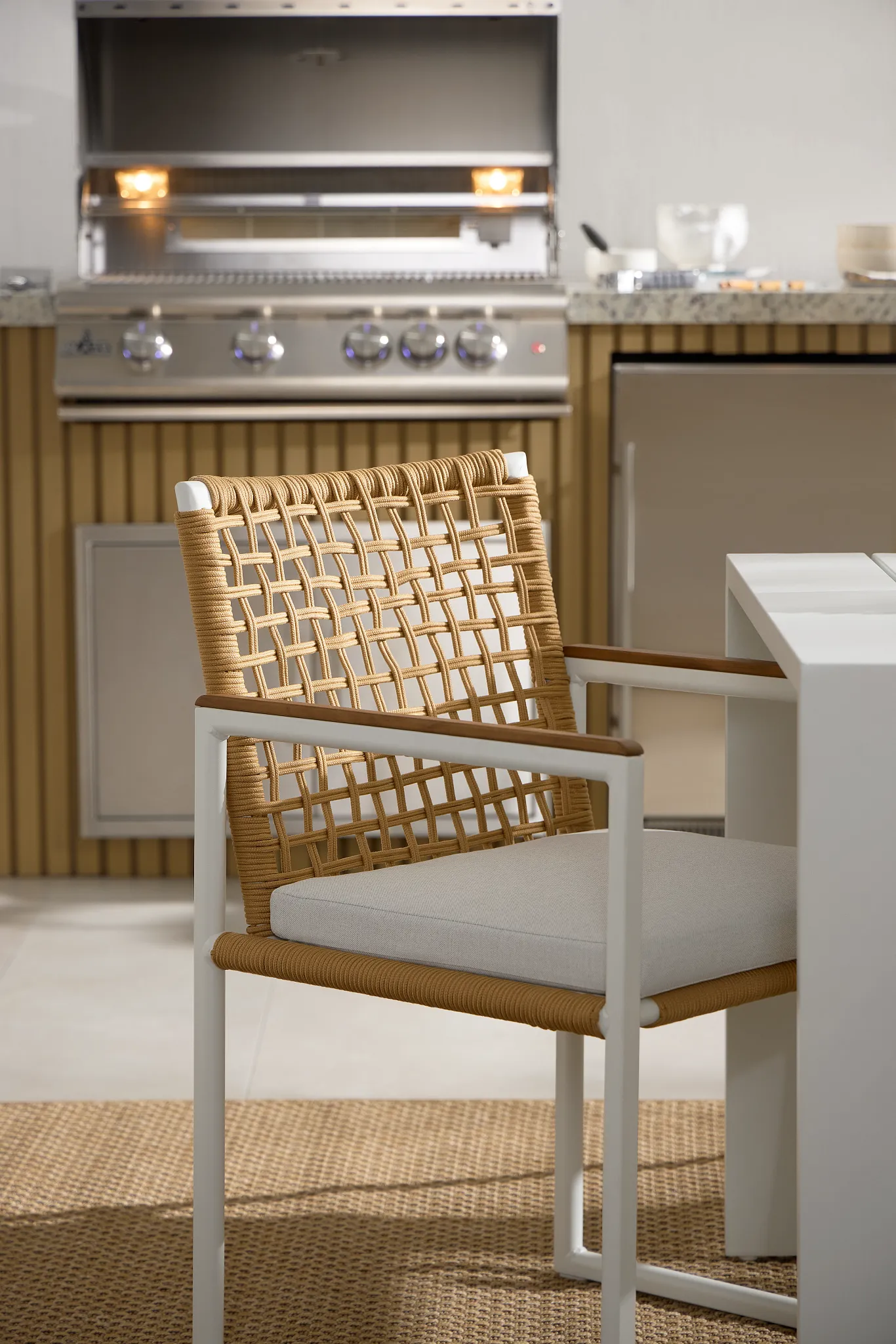 Sunrise White Teak Arm Chair