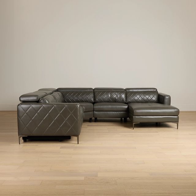Ava Dark Gray Micro Small Right Chaise Power Reclining Sectional