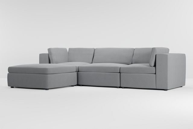 Destin Revenue Gray Fabric 4-piece Bumper Sectional