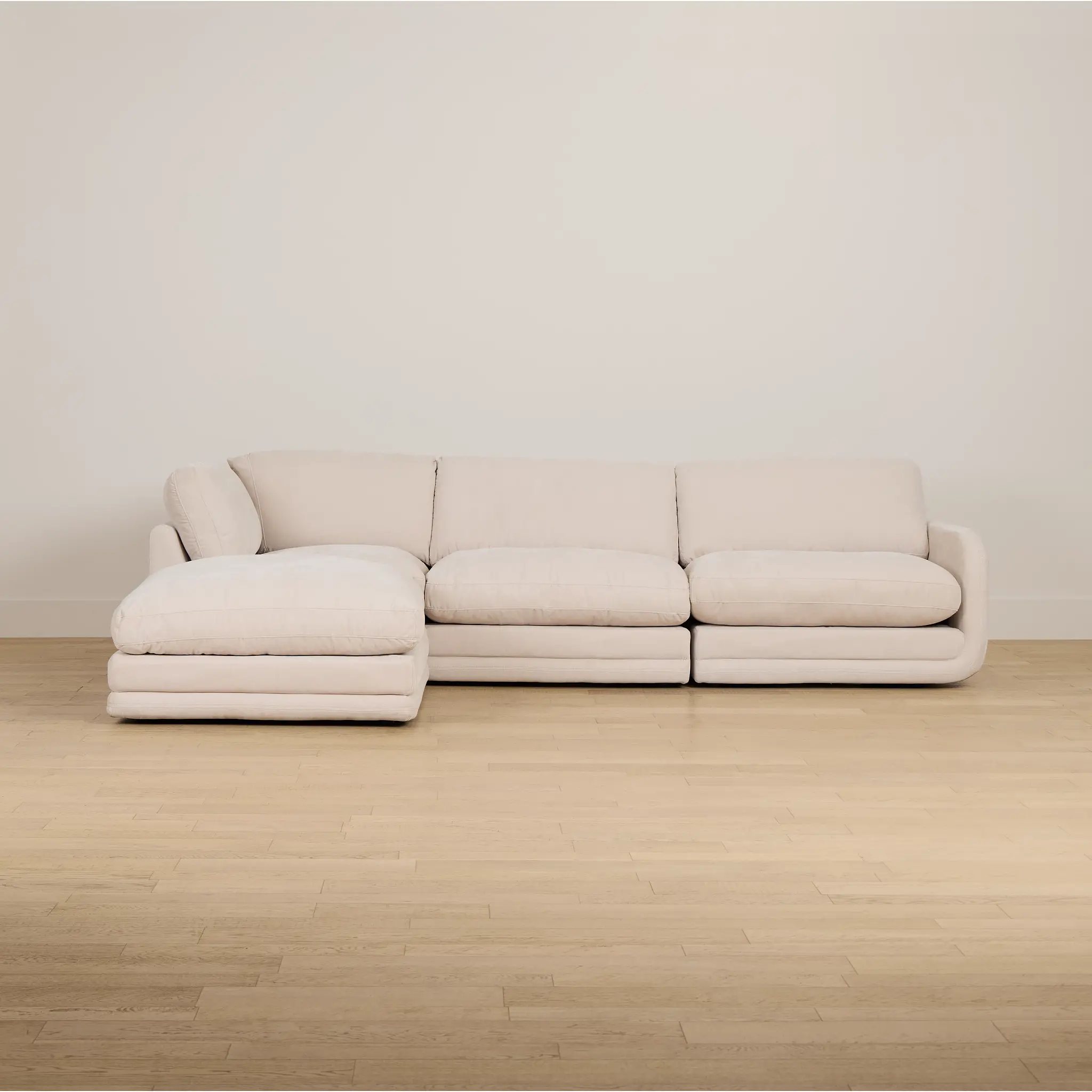 Jules Ivory Velvet 4-piece Left Facing Bumper Sectional Jules Ivory Velvet 4-piece Left Facing Bumper Sectional