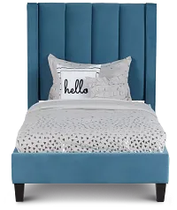 Audrey Blue Velvet Platform Bed