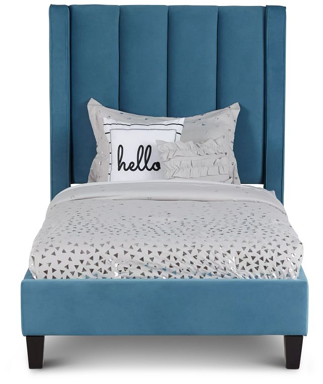 Audrey Blue Velvet Platform Bed