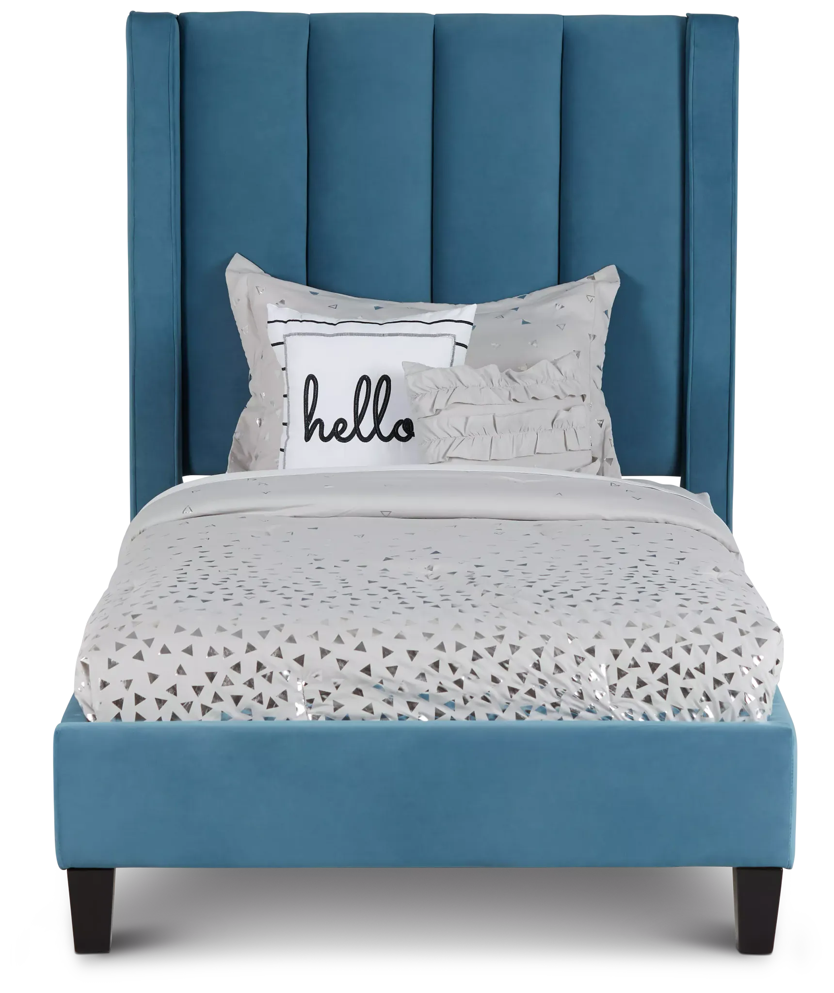 Audrey Blue Velvet Platform Bed