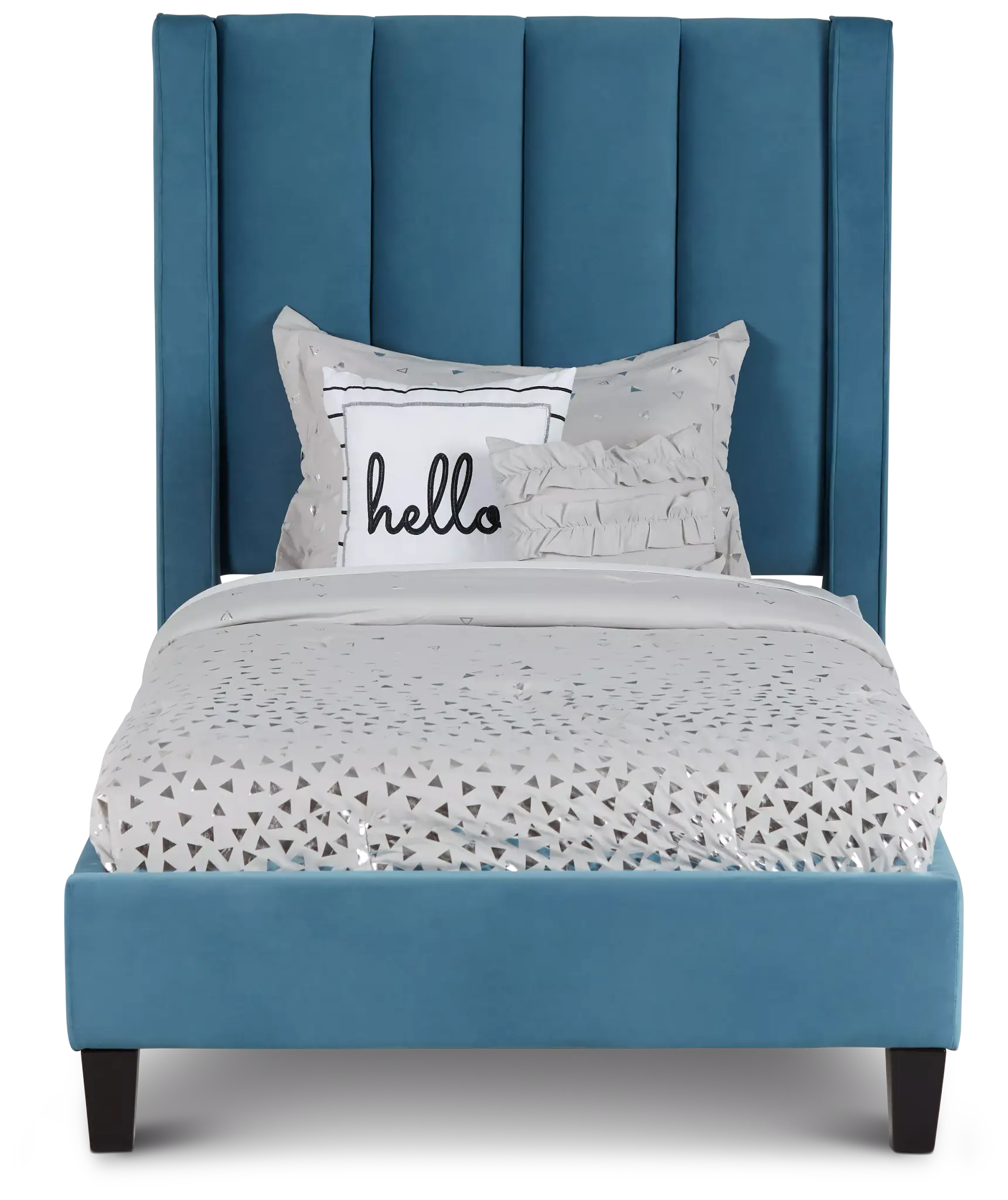 Audrey Blue Velvet Platform Bed Audrey Blue Velvet Platform Bed
