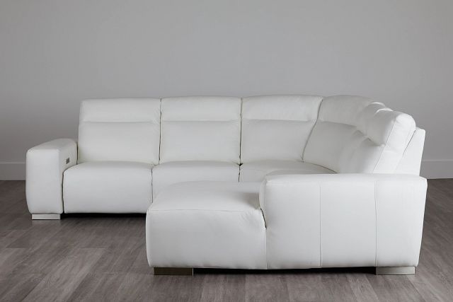 Elba White Leather Medium Dual Power Right Chaise Sectional Living Room Reclining Sectionals City Furniture Elba White Leather Medium Dual Power, Elba Leather Sofa