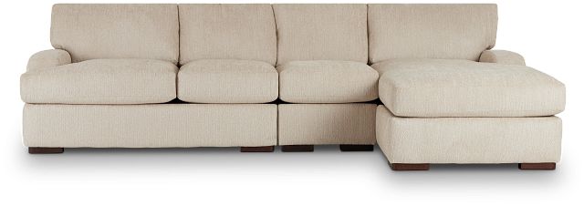 Alpha Beige Fabric Small Right Chaise Sectional (2)