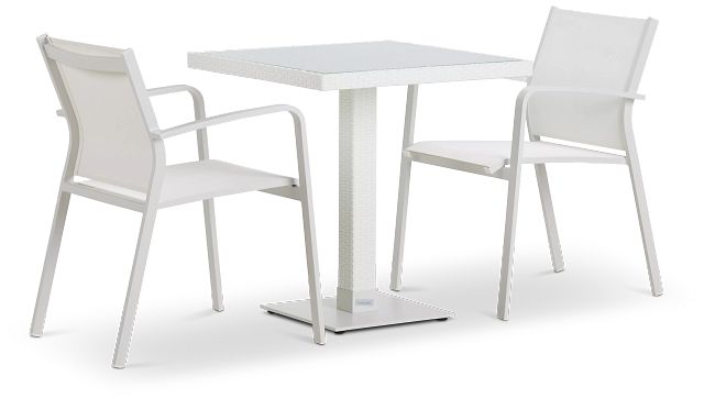 Lisbon White 27" Square Table & 2 Chairs