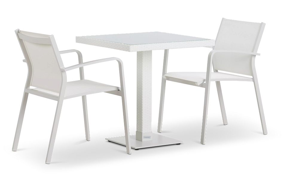 Lisbon White 27 Square Table 2 Chairs